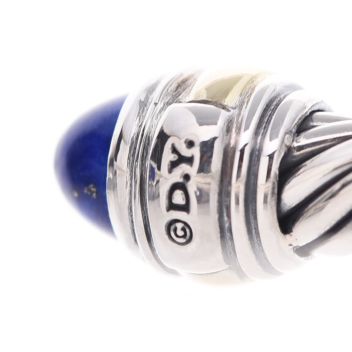Sterling Silver 14K Yellow Gold Lapis Lazuli 5mm Cable Classics Bracelet