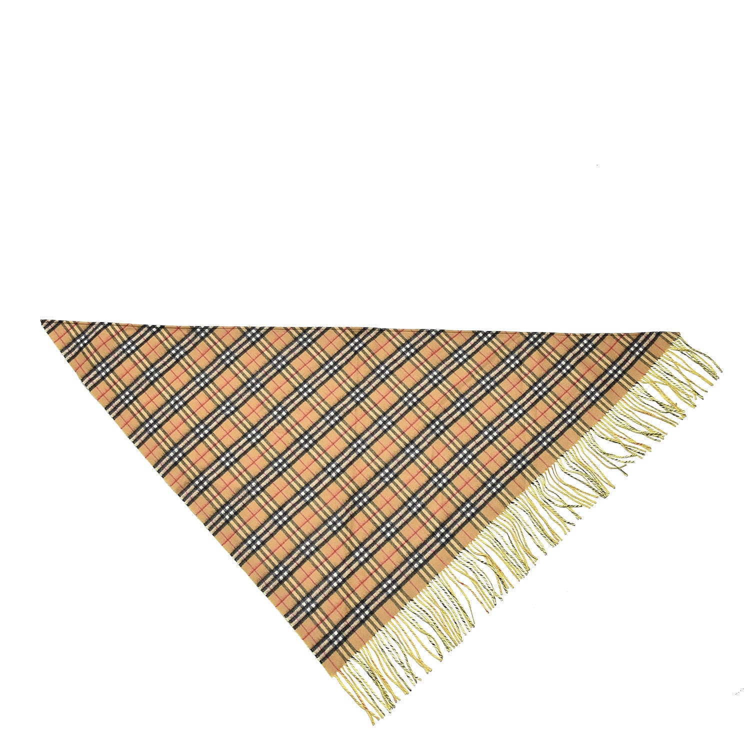 Burberry Cashmere Fluorescent Vintage Check Bandana Scarf Bright Lemon 1 of 3