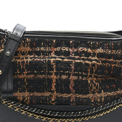 Chanel Tweed Calfskin Medium Gabrielle Hobo Black Brown 8 of 10