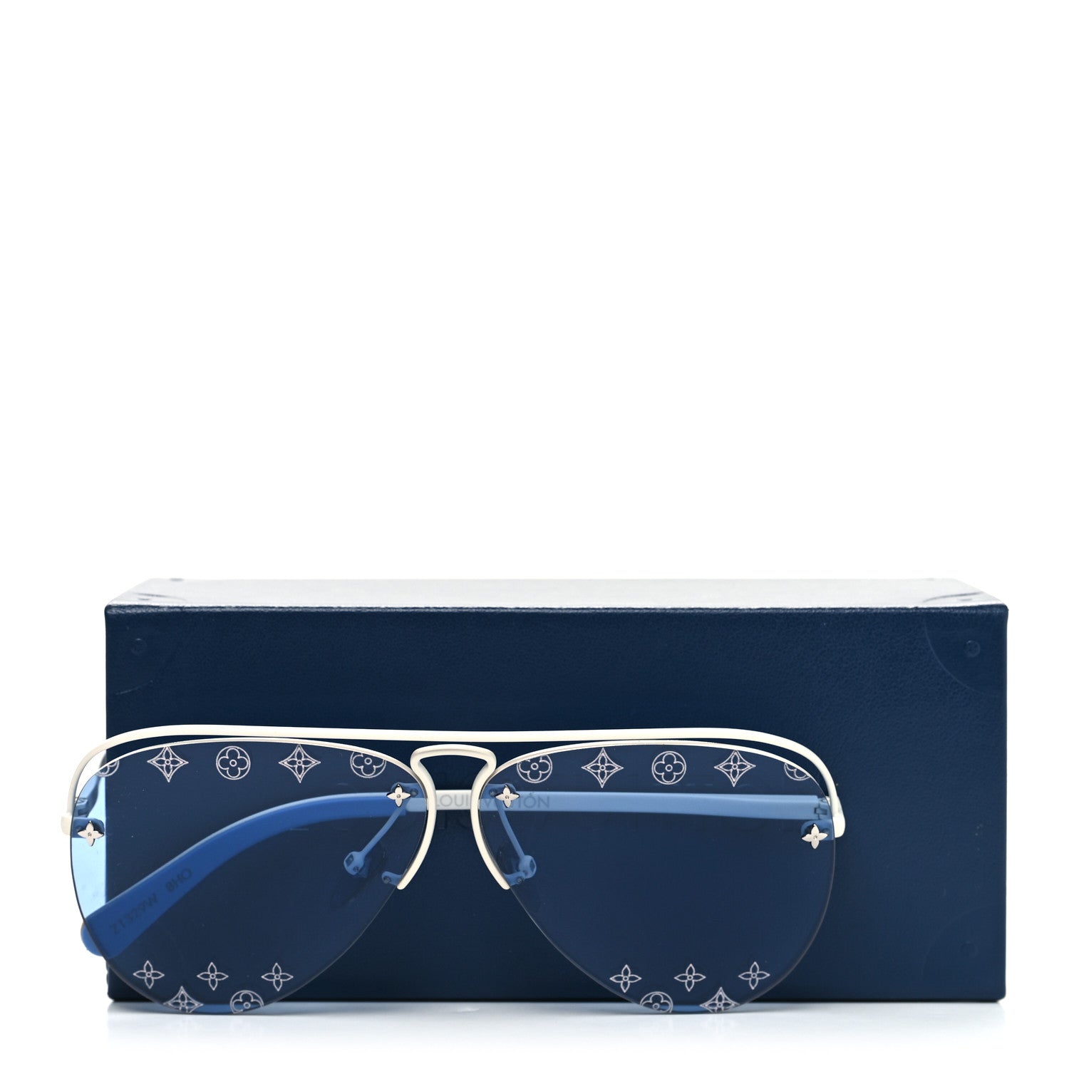 Louis Vuitton Monogram Grease Mask Sunglasses ZT329W Silver Blue 9 of 9