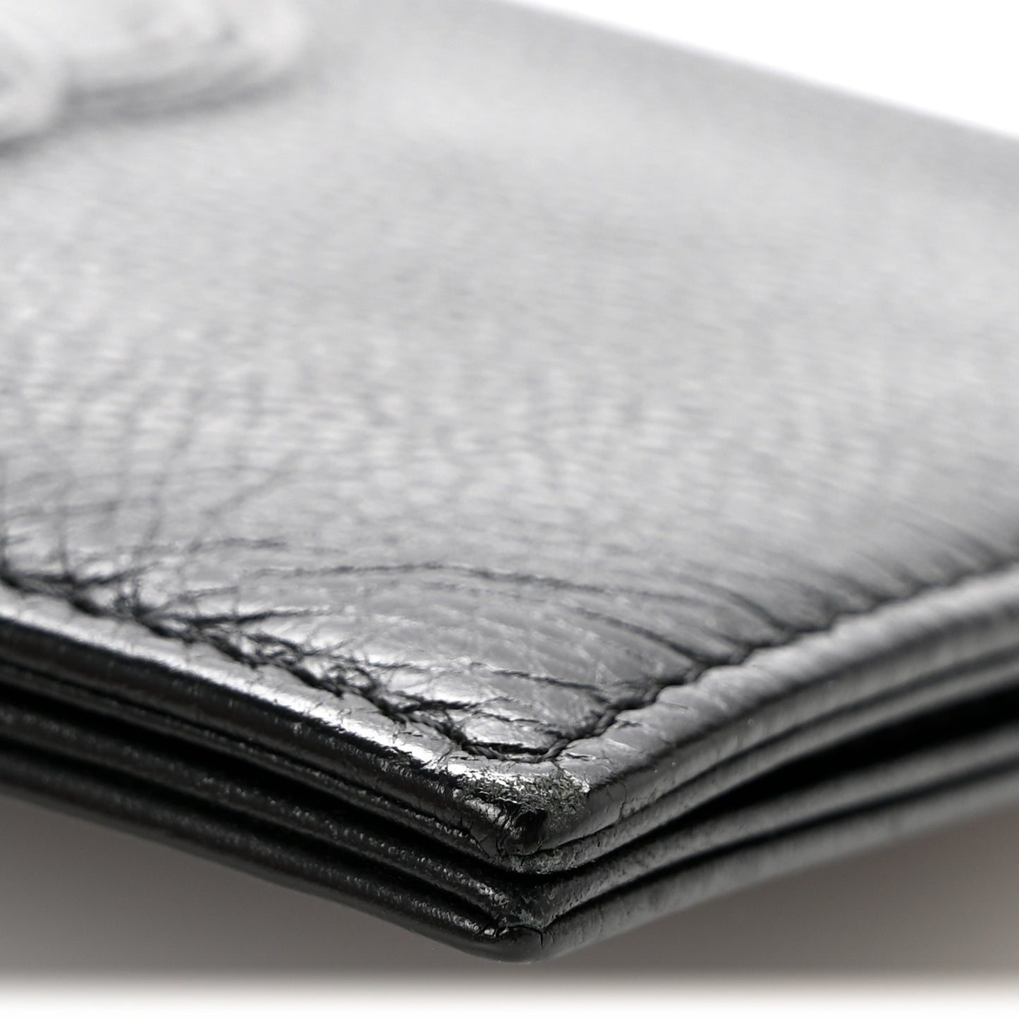 Grained Calfskin CC Passport Holder Wallet Black