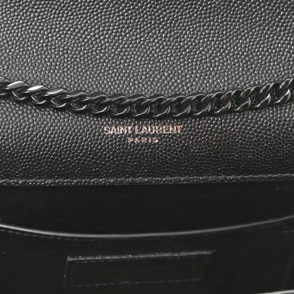 Saint Laurent Grain De Poudre Textured Mixed Matelasse Triquilt Small Monogram Satchel Black 6 of 8