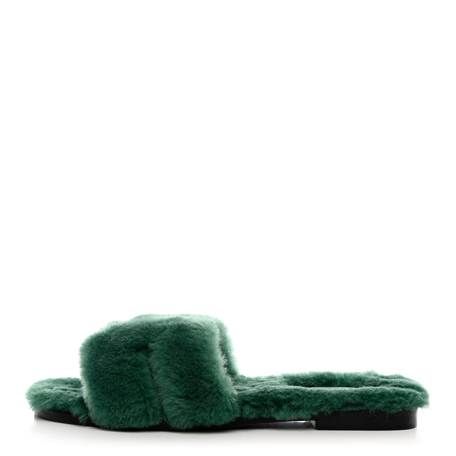 Hermes Woolskin Oran Sandals 38.5 Vert Anglais 1 of 8