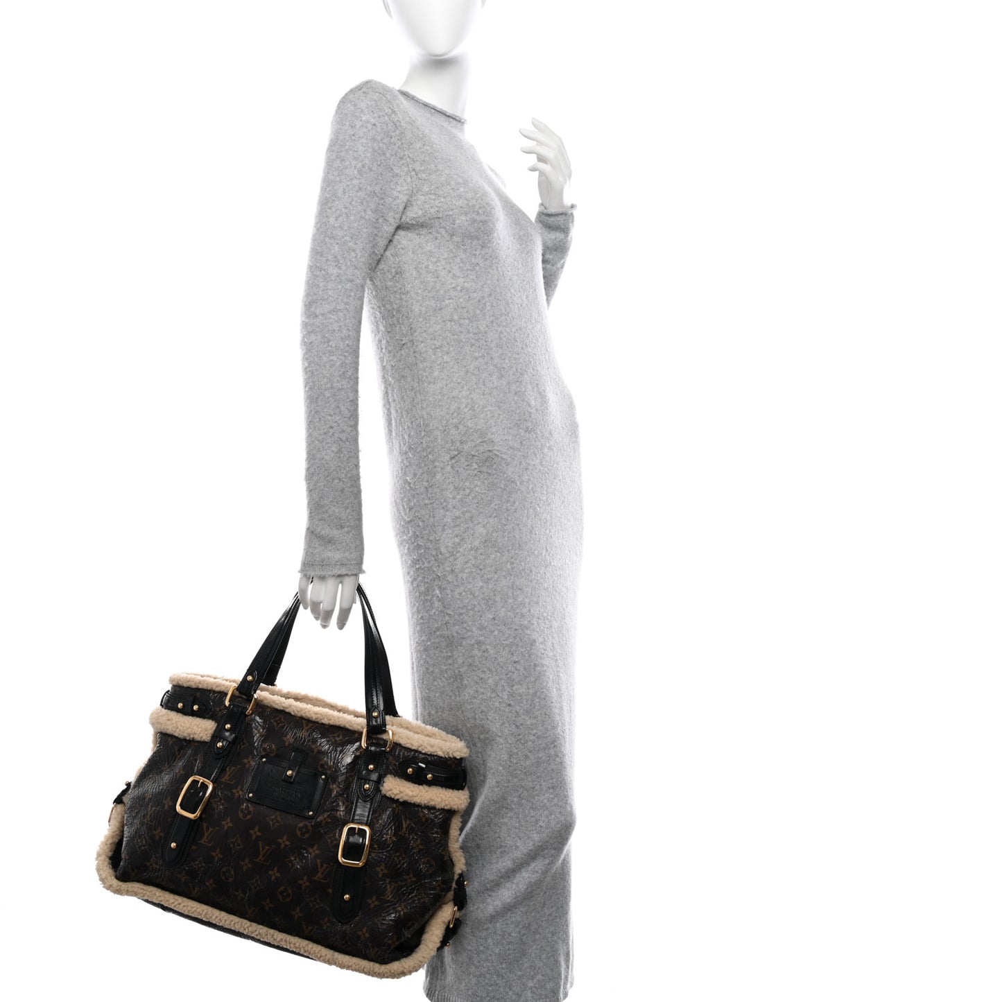 LOUIS VUITTON Patent Monogram Shearling Sac Thunder