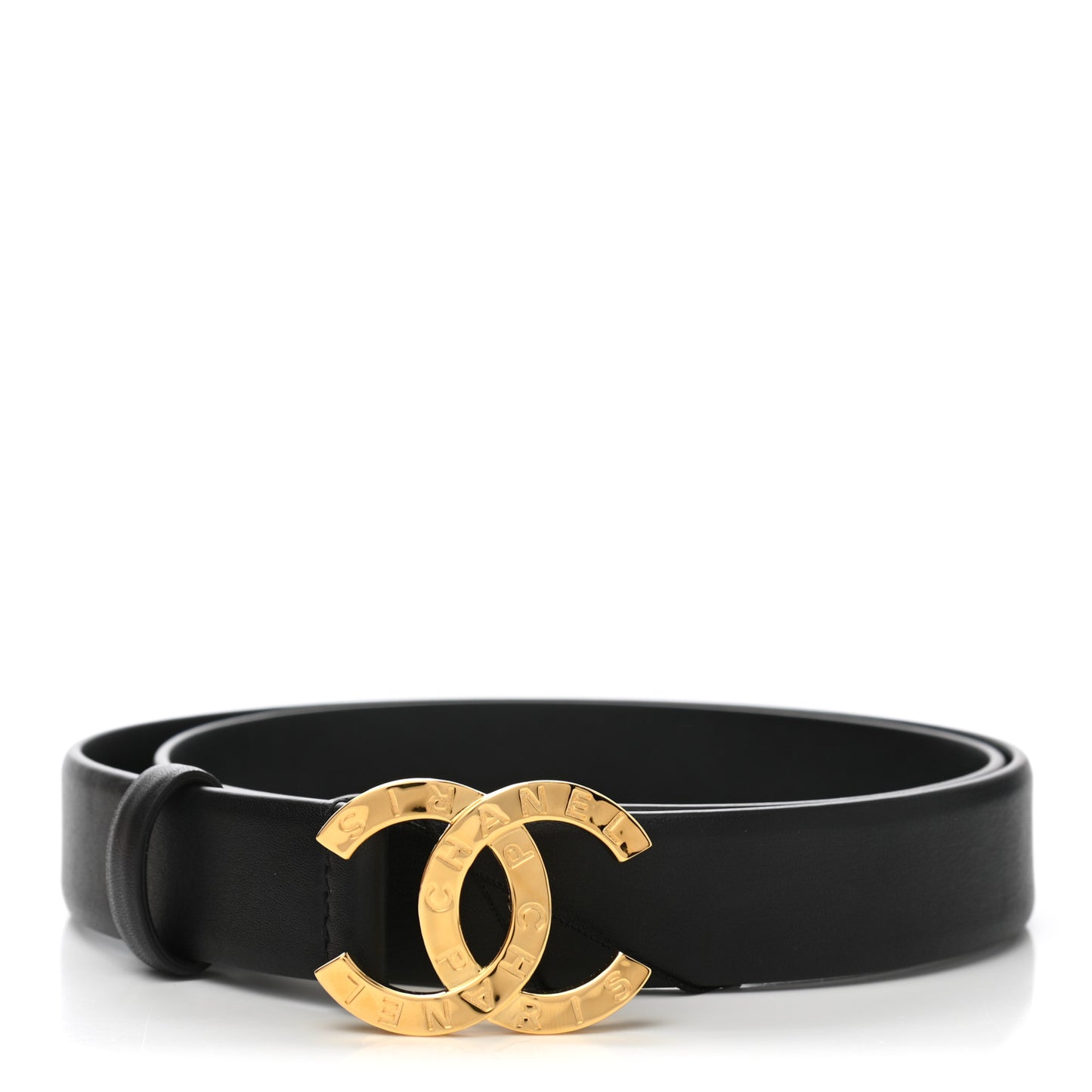 Calfskin Paris Button CC Belt 80 32 Black