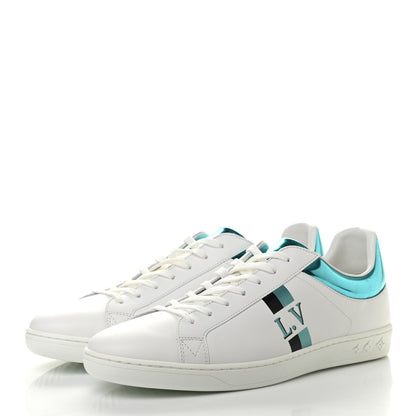Louis Vuitton Calfskin Mens Luxembourg Sneakers 9 White Bleu 3 of 11