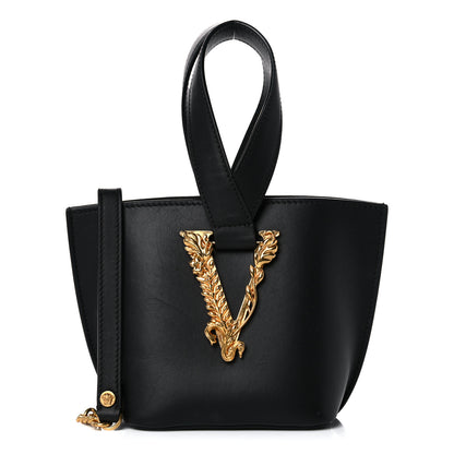 Versace Vitello Mini Virtus Bucket Bag Black 1 of 19