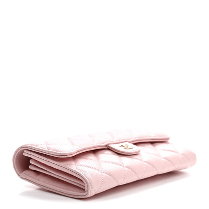 Chanel Caviar Quilted Large Gusset Flap Wallet Light Pink 4 of 10