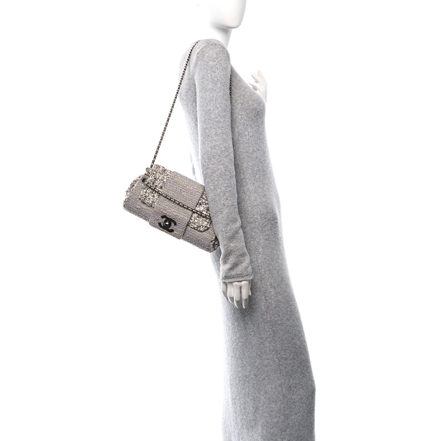 Chanel Tweed Medium Fantasy Flap Grey 2 of 12