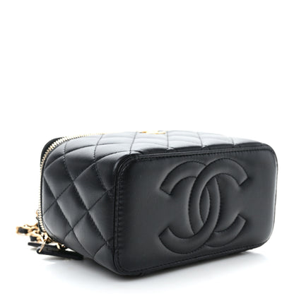 Chanel Lambskin Quilted Metal Small Top Handle Vanity Case With Chain Black 4 of 10
