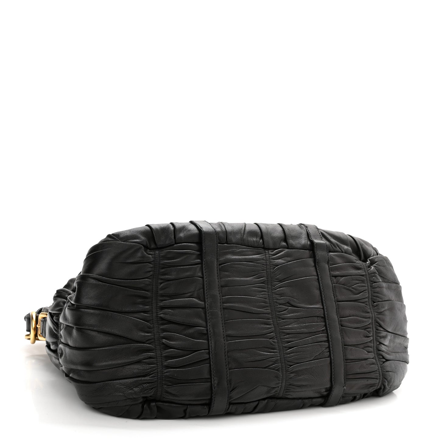 Nappa Gaufre Buckle Shoulder Bag Black