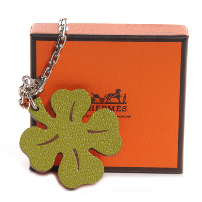 Hermes Chevre Lucky Clover Key Chain Vert Anis Orange 4 of 4