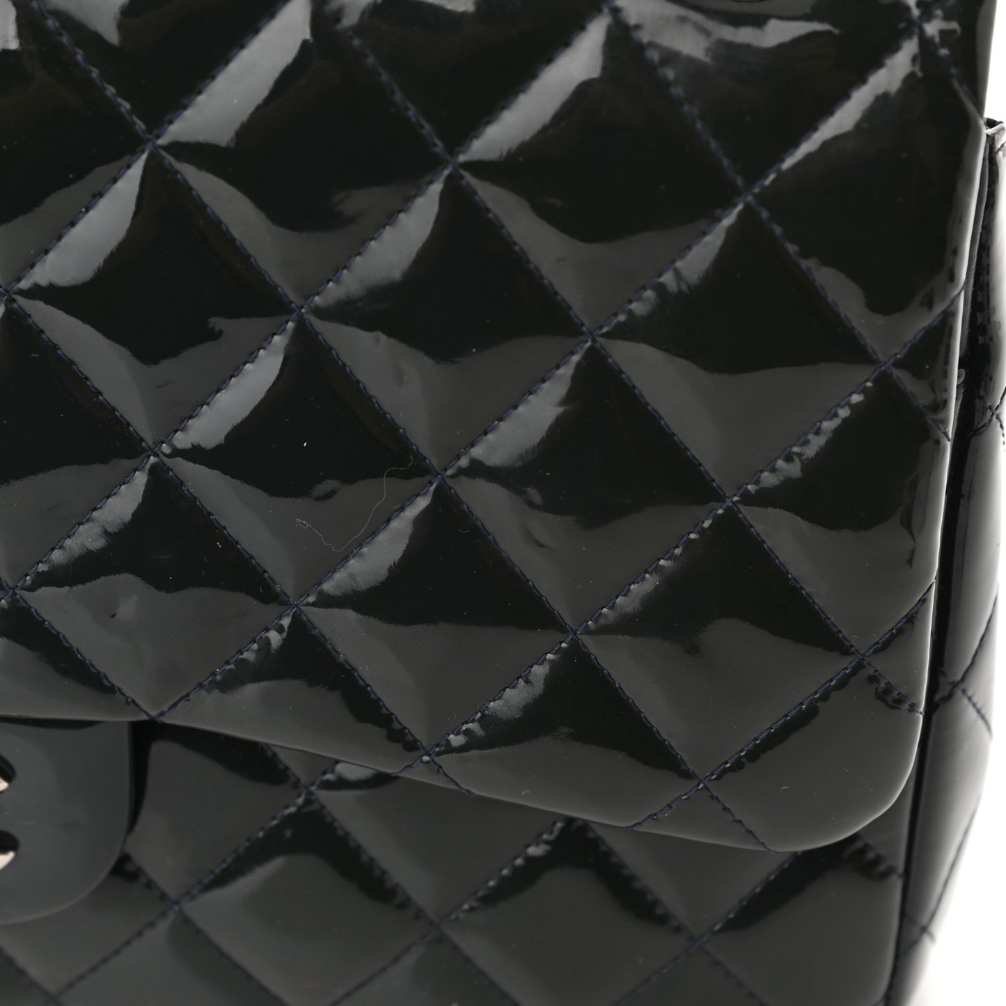 Patent Quilted Jumbo Double Flap Black