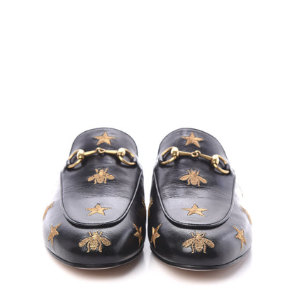 Gucci Goatskin Bee Star Embroidered Womens Princetown Slippers 37 Black 2 of 9