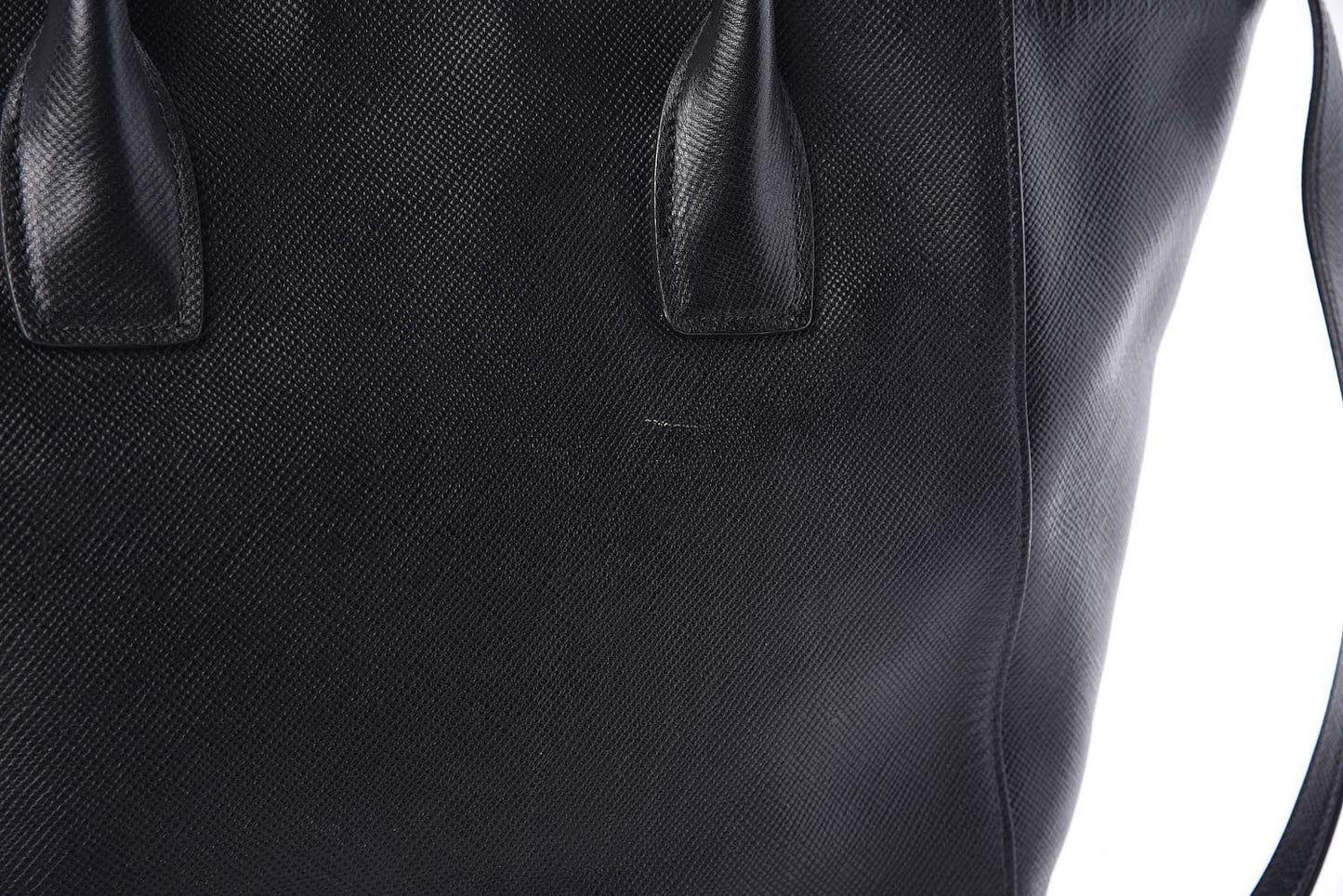 Saffiano Cuir Front Pocket Tote Black