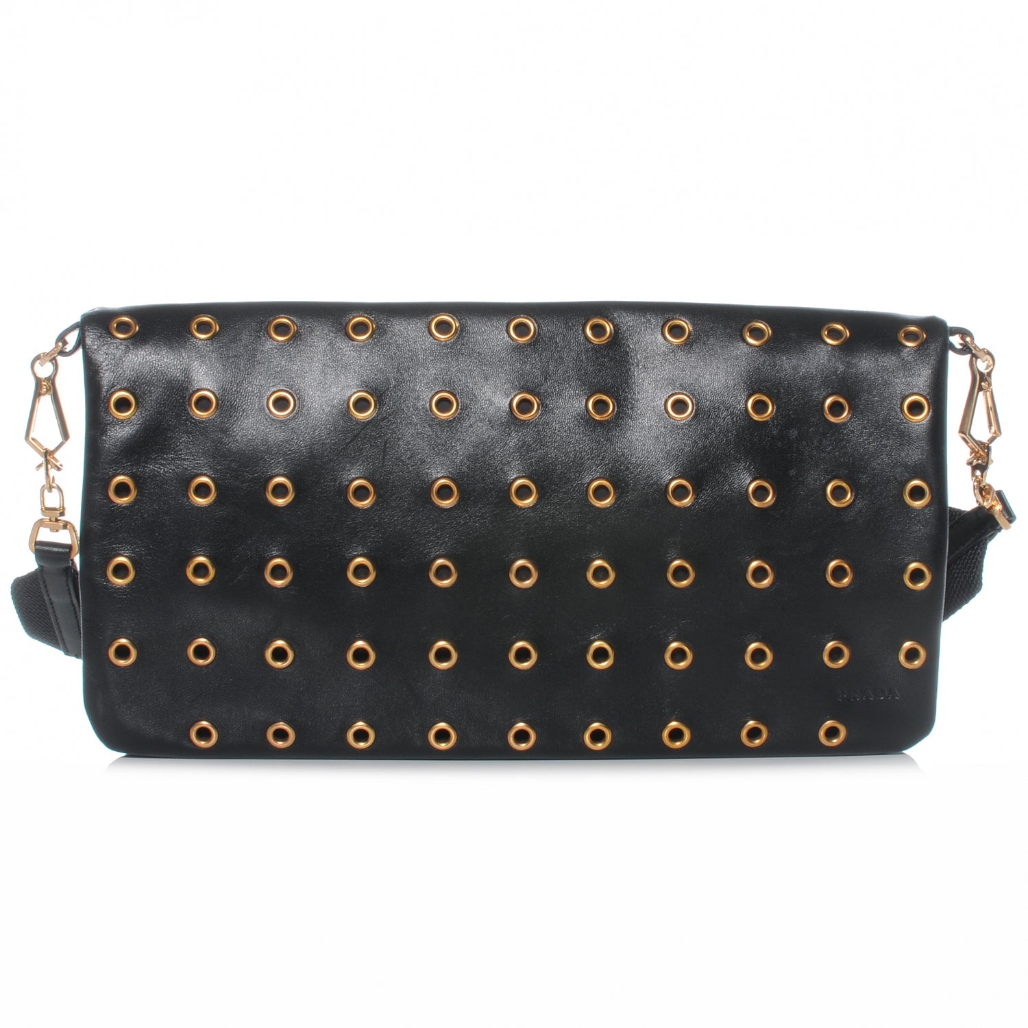 Prada Nappa Grommet Borchie Shoulder Bag Nero Black 1 of 8