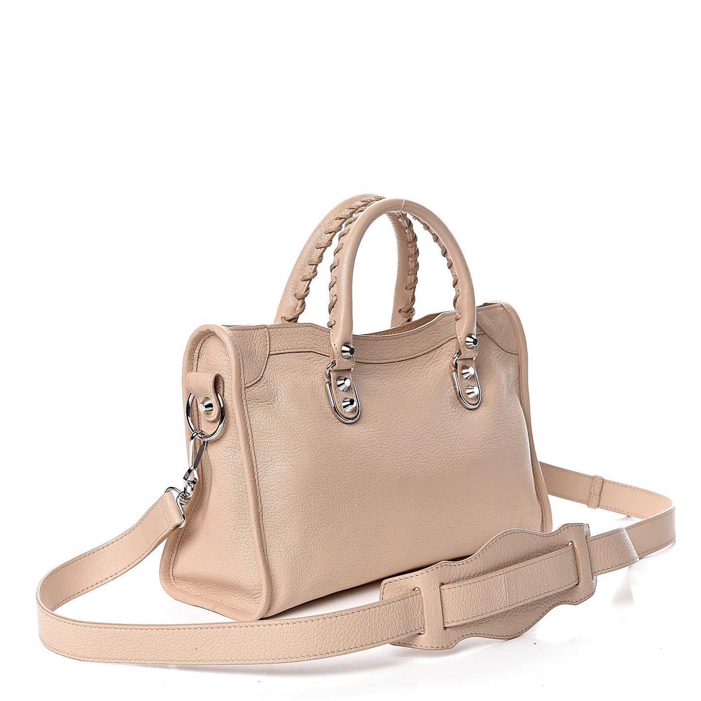 Chevre Silver Metallic Edge Hardware S City Tapioca