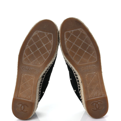 Chanel Suede Pearl CC Espadrilles 37 Black 5 of 8