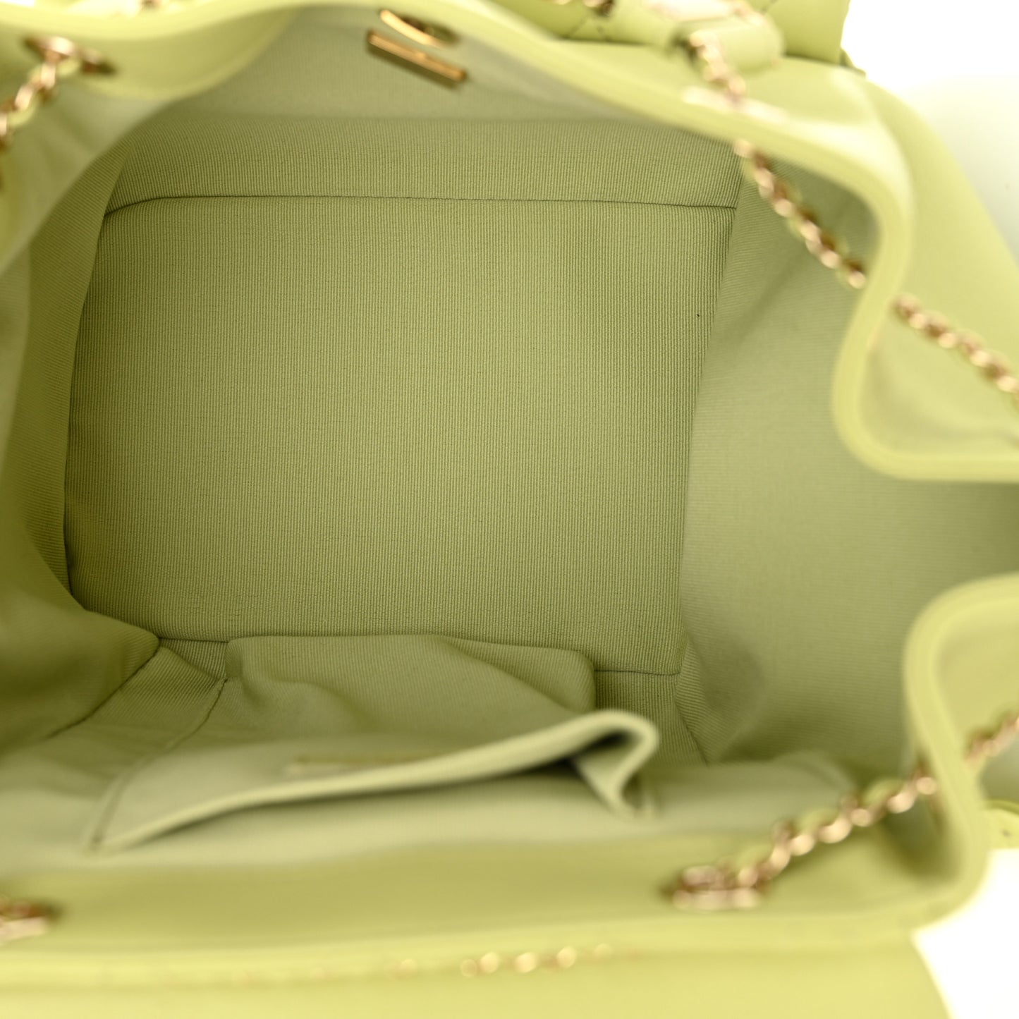 Lambskin Quilted Large Duma Drawstring Backpack Light Green