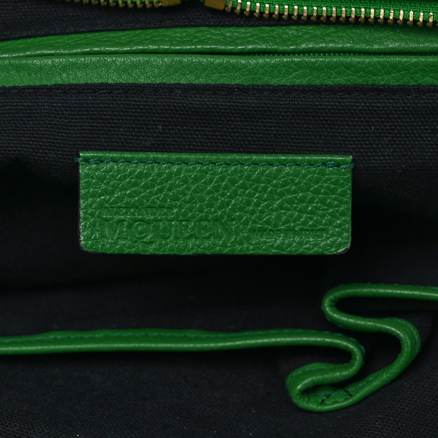 Alexander McQueen Pebbled Calfskin Large Skull Padlock Zip Around Tote Emerald 6 of 10