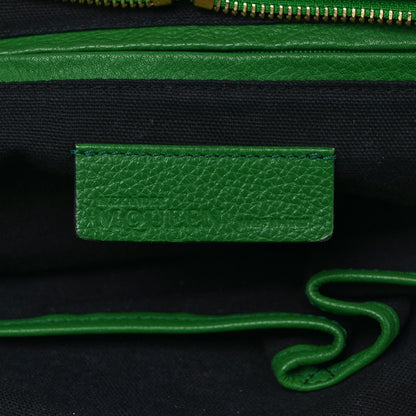 Alexander McQueen Pebbled Calfskin Large Skull Padlock Zip Around Tote Emerald 6 of 10