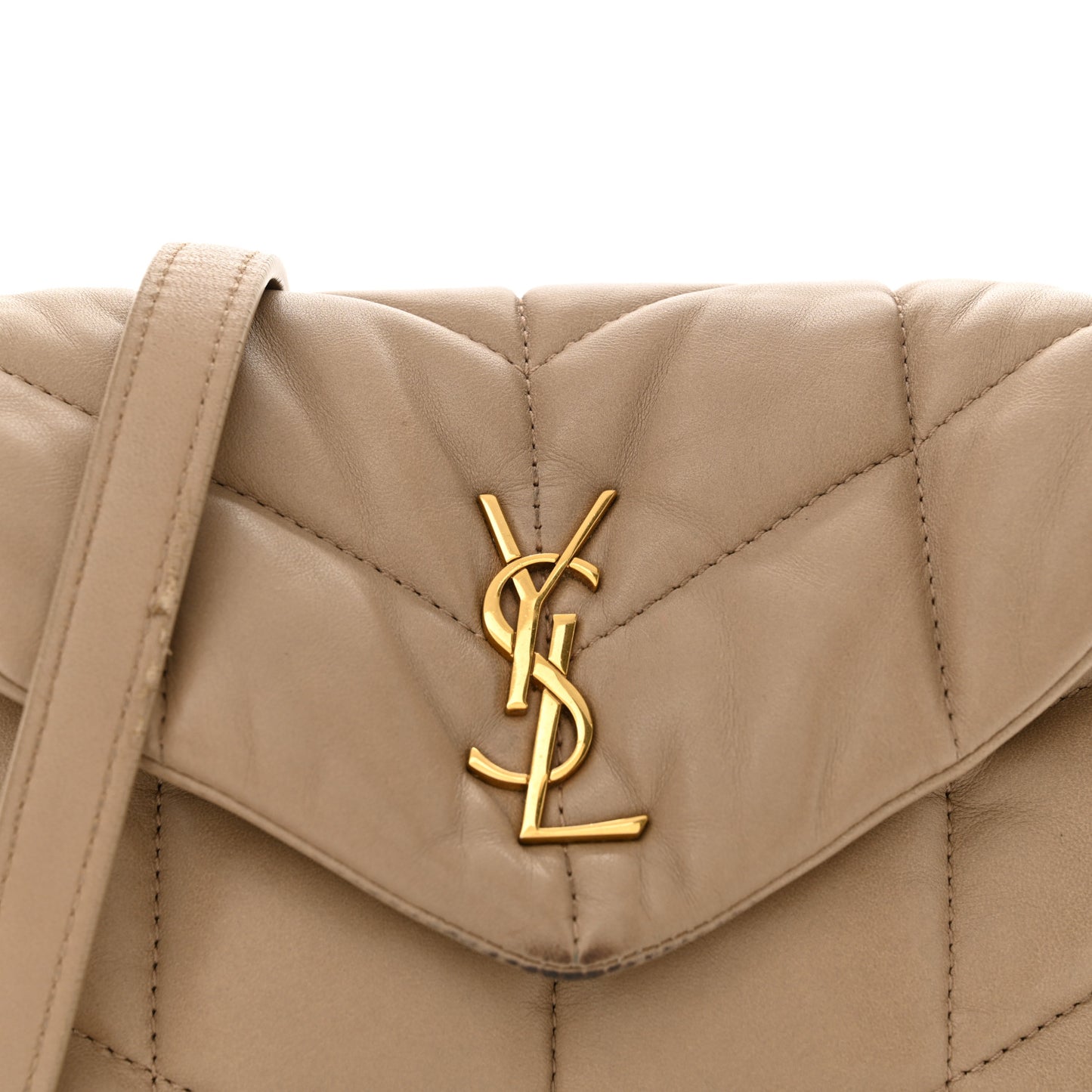 Lambskin Quilted Toy Loulou Puffer Monogram Chain Satchel Dark Beige