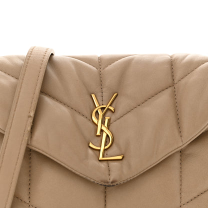Saint Laurent Lambskin Quilted Toy Loulou Puffer Monogram Chain Satchel Dark Beige 8 of 16