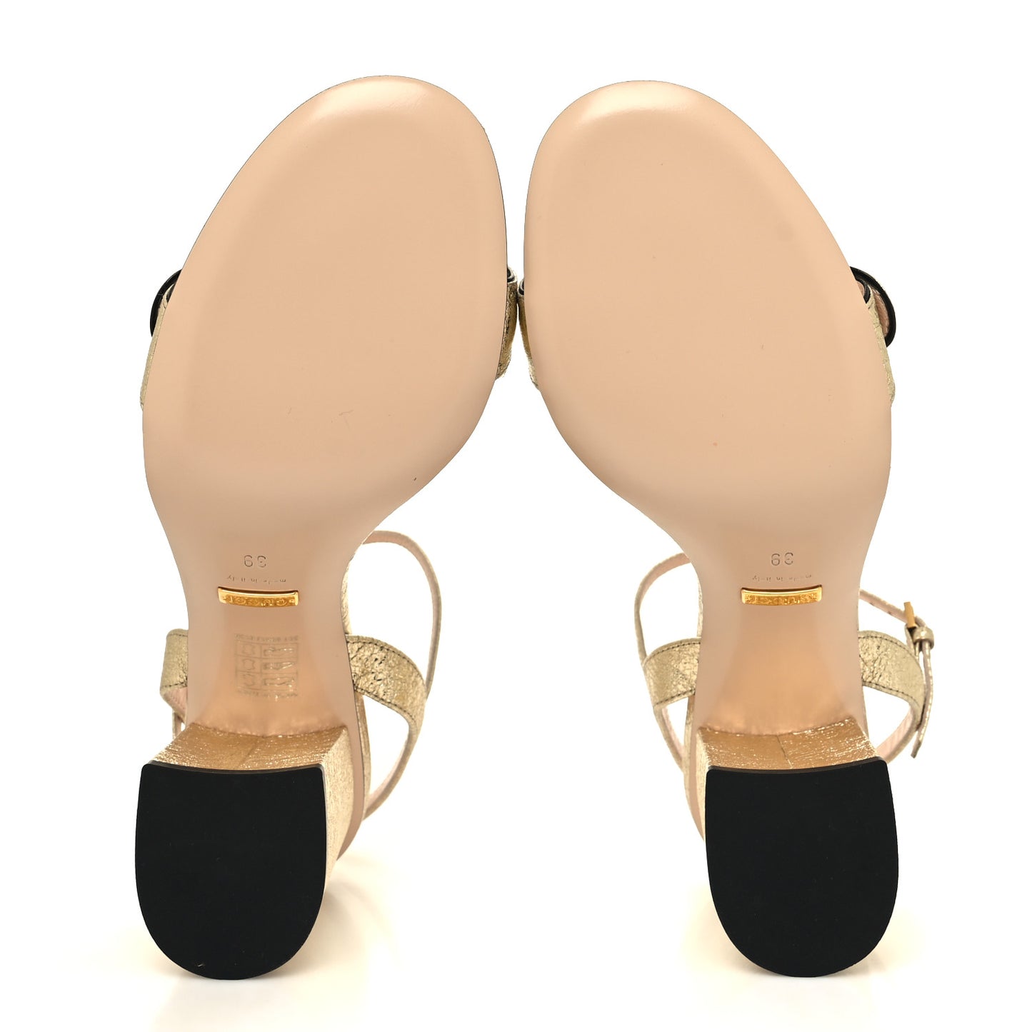 Galassia GG Marmont Ankle Wrap 75mm Sandals 39 Platino