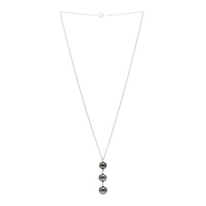 Mikimoto 18K White Gold Diamond South Sea Pearl Three Pearl Drop Necklace 3 of 4