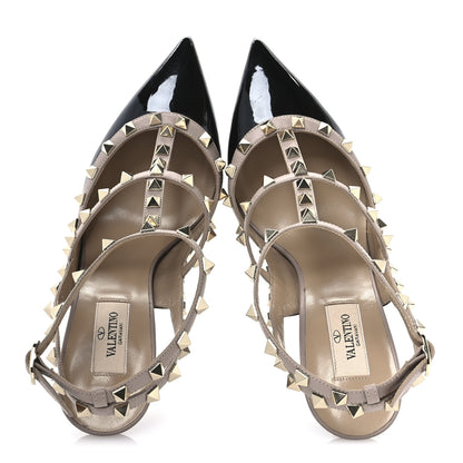 Valentino Garavani Patent Nappa Rockstud Ankle Strap 100mm Pumps 40 Black Poudre 2 of 10