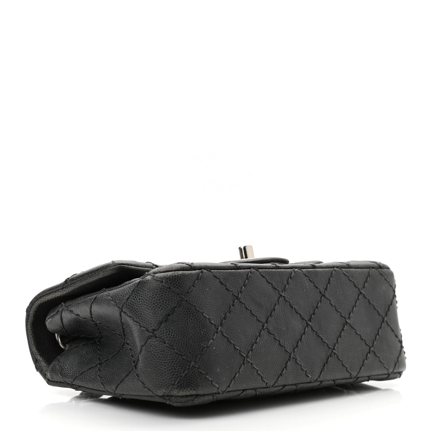 Washed Caviar Quilted Mini Rectangular Flap Charcoal