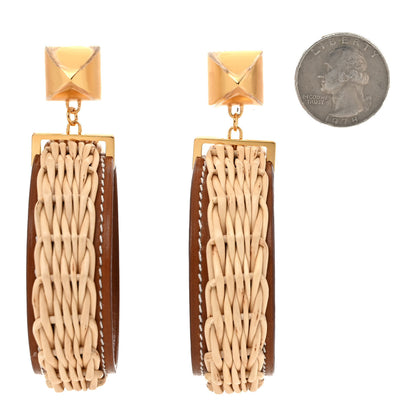 Hermes Wicker Swift Medor Picnic Earrings GM Gold 2 of 4