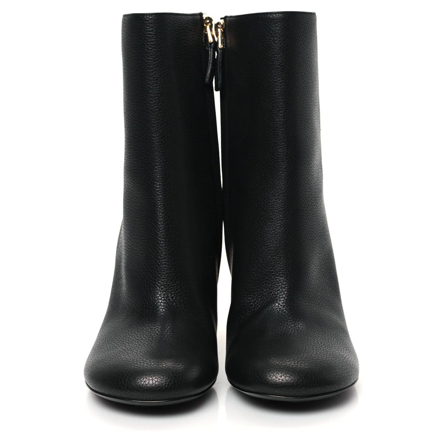Grained Calfskin G Cube Heel Ankle Boots 39 Black