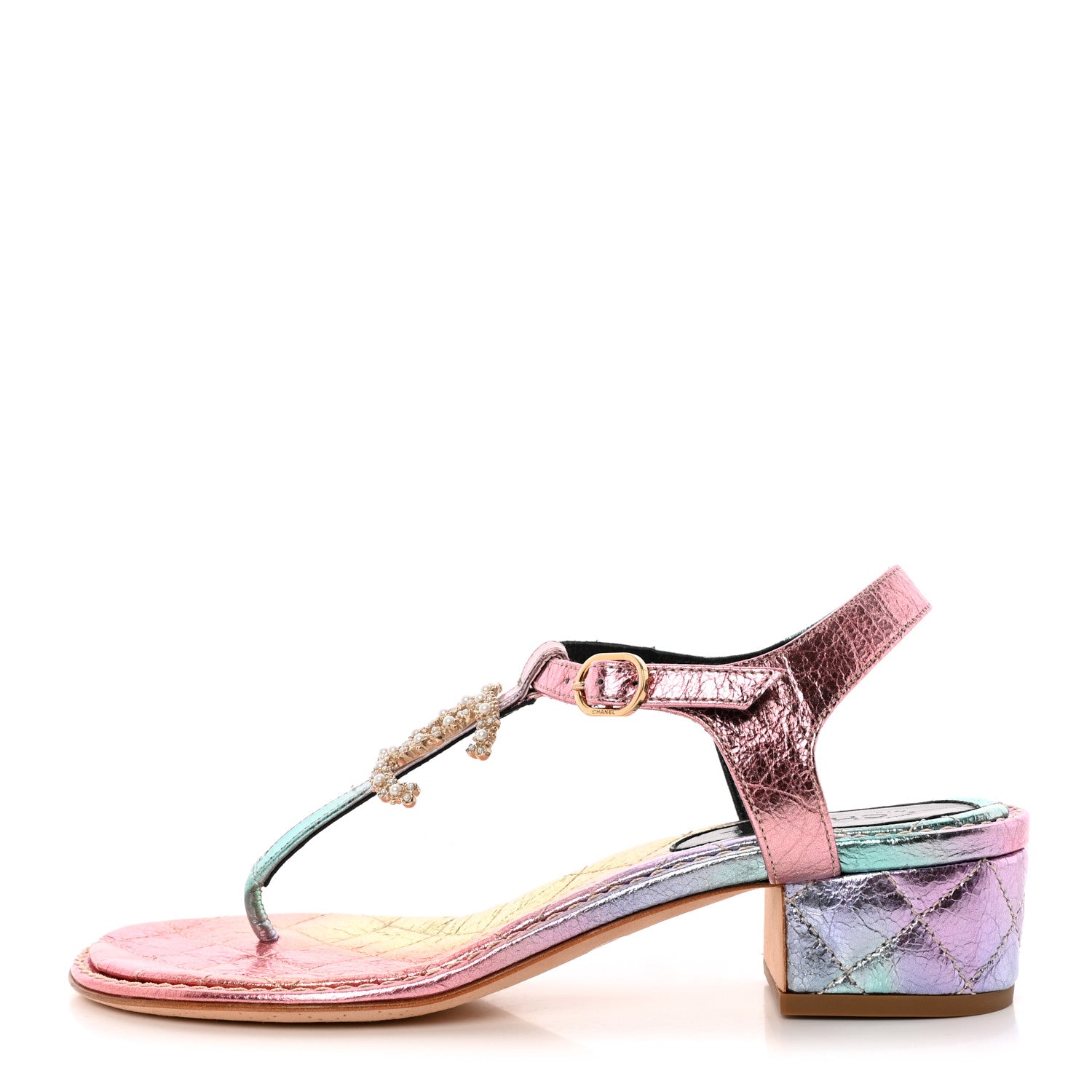 Chanel Goatskin Fantasy CC Pearl Thong Sandals 37 Multicolor 1 of 8