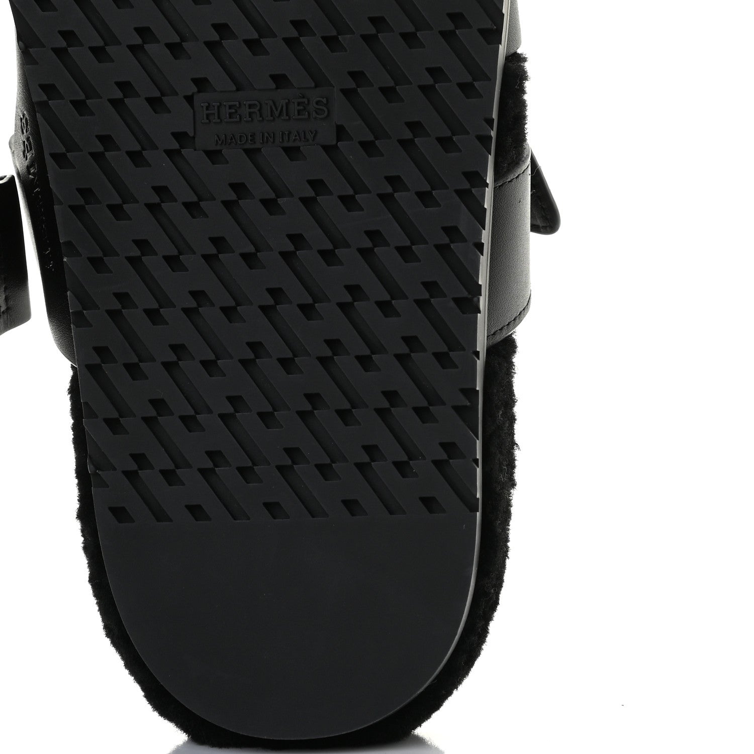 Hermes Calfskin Woolskin Womens Chypre Sandals 36 Black 10 of 12