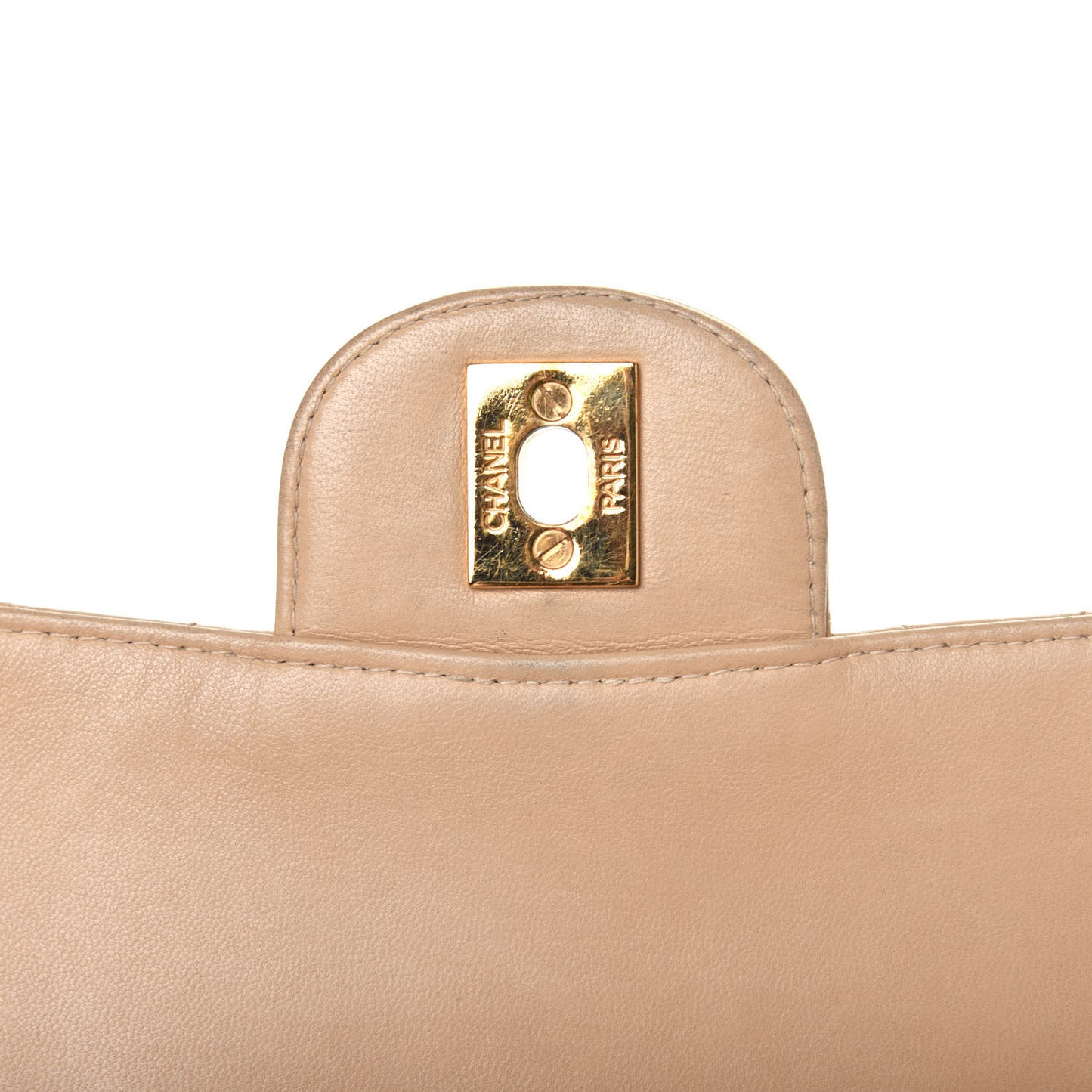 Lambskin Quilted Medium Double Sided Flap Beige