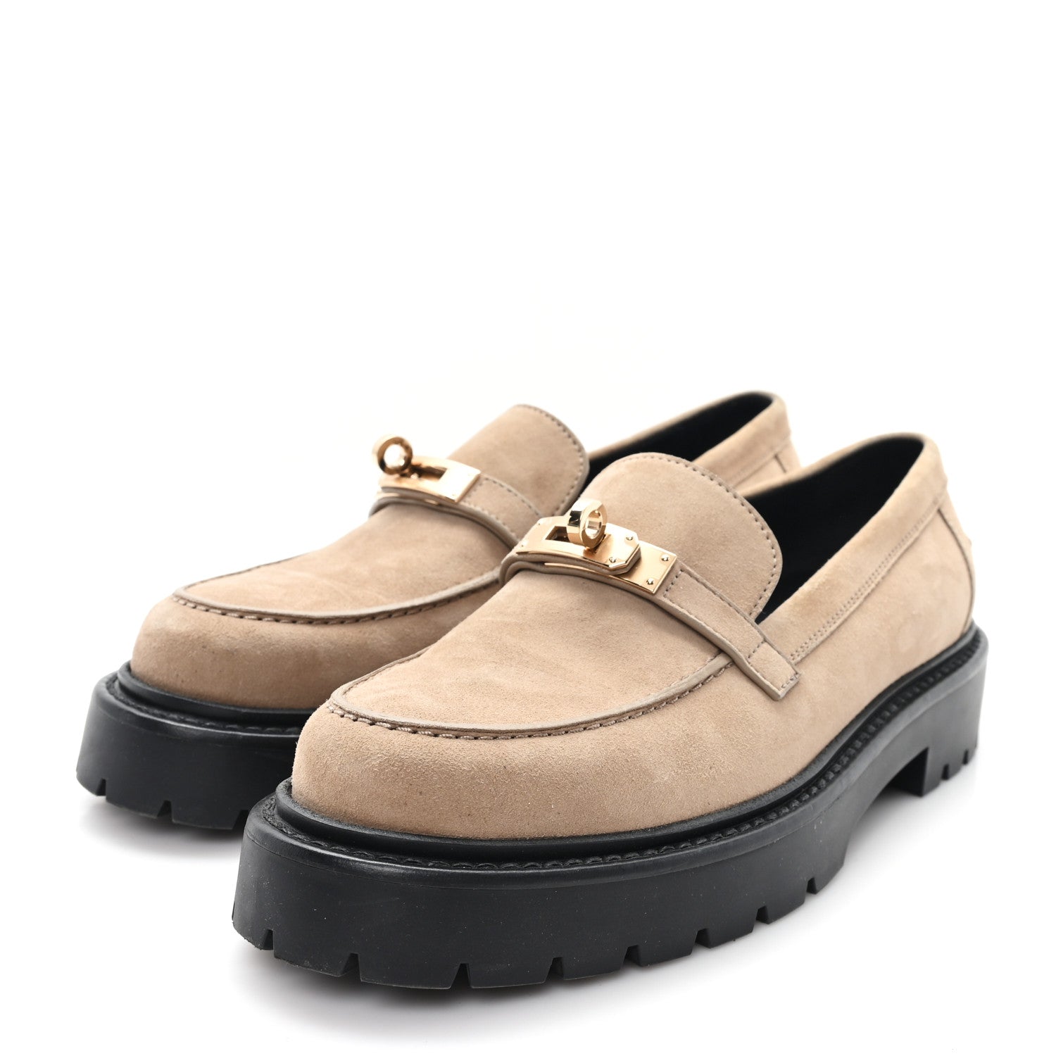 Hermes Suede Womens Icone Loafers 38 Beige Sable 4 of 10