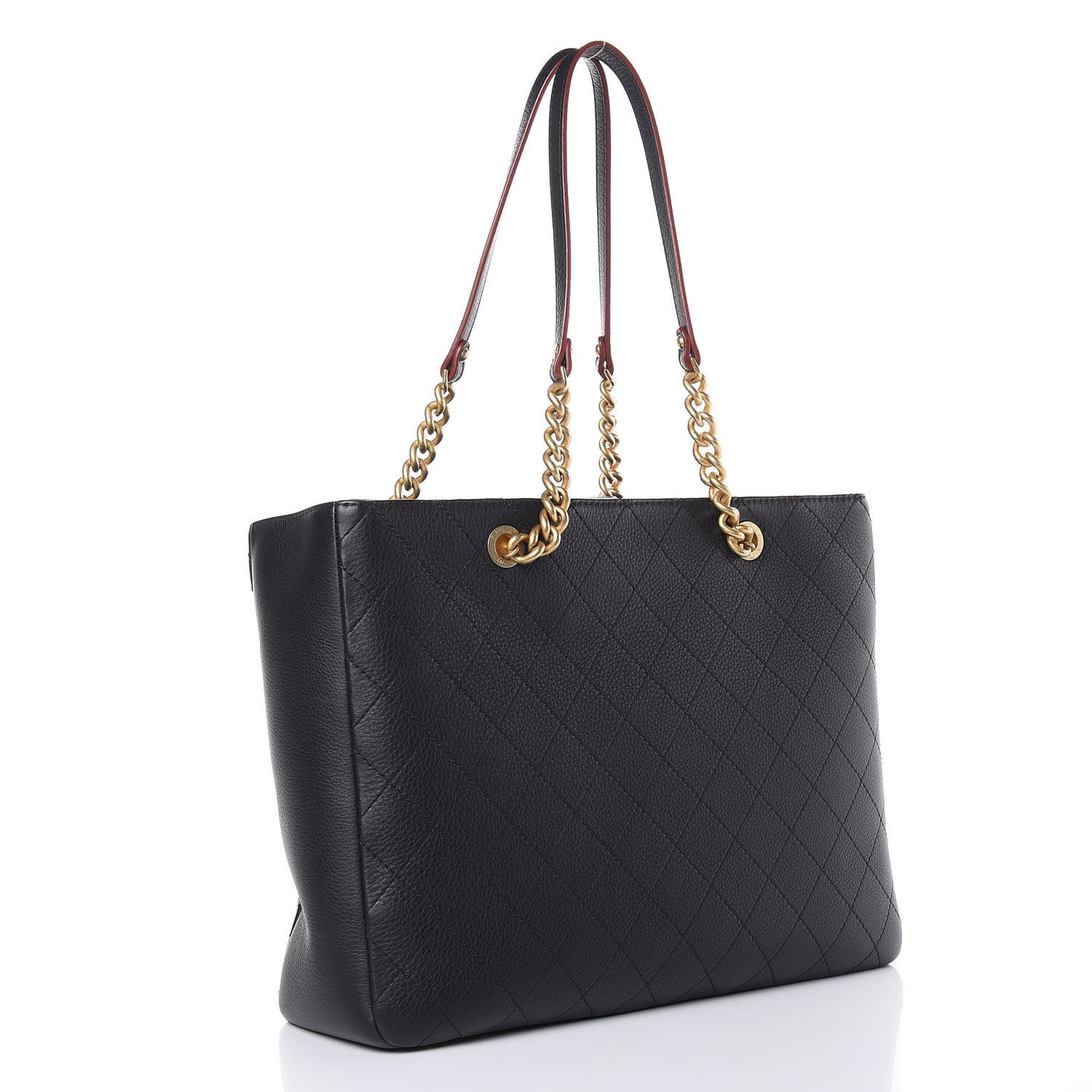 Calfskin Stitched Archi Chic Large Tote Black