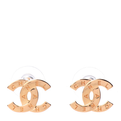 Chanel Metal CC Paris Button Stud Earrings Gold 1 of 5