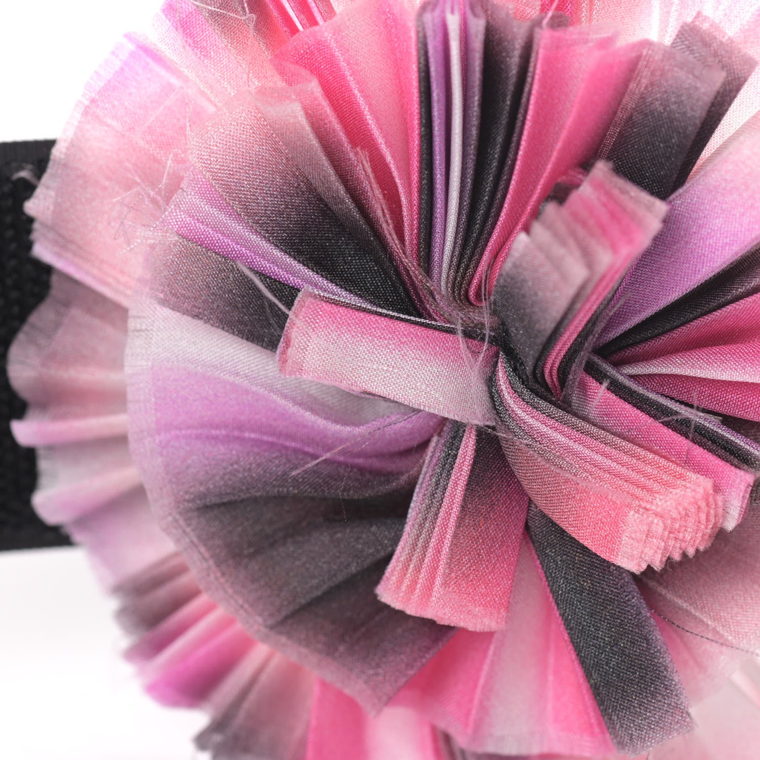 Chanel Silk Taffeta Camellia Brooch Pin Pink Black 6 of 6