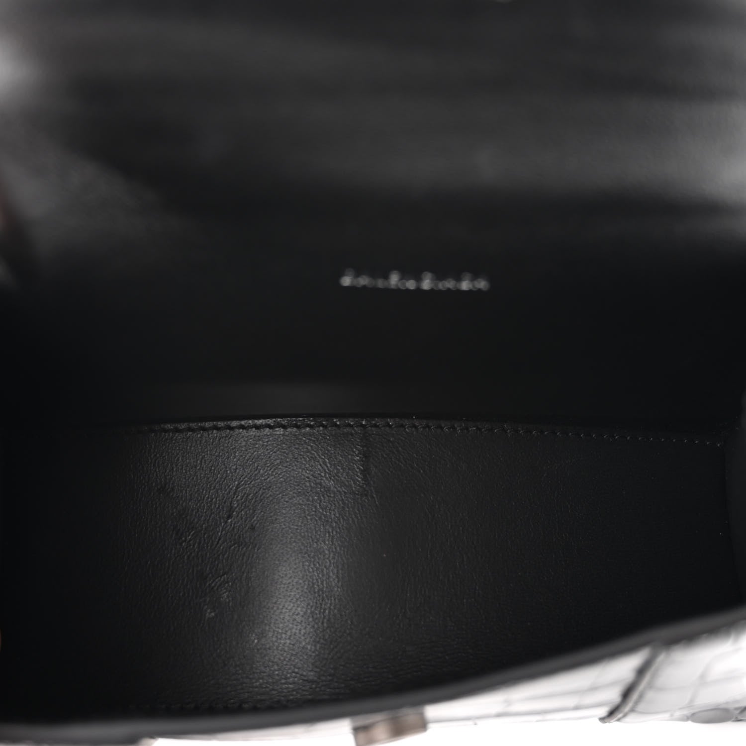 Balenciaga Shiny Calfskin Strass Monochrome Crocodile Embossed Hourglass Top Handle Bag XS Black 5 of 10