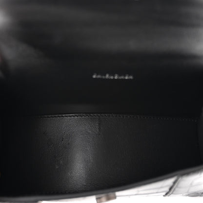 Balenciaga Shiny Calfskin Strass Monochrome Crocodile Embossed Hourglass Top Handle Bag XS Black 5 of 10
