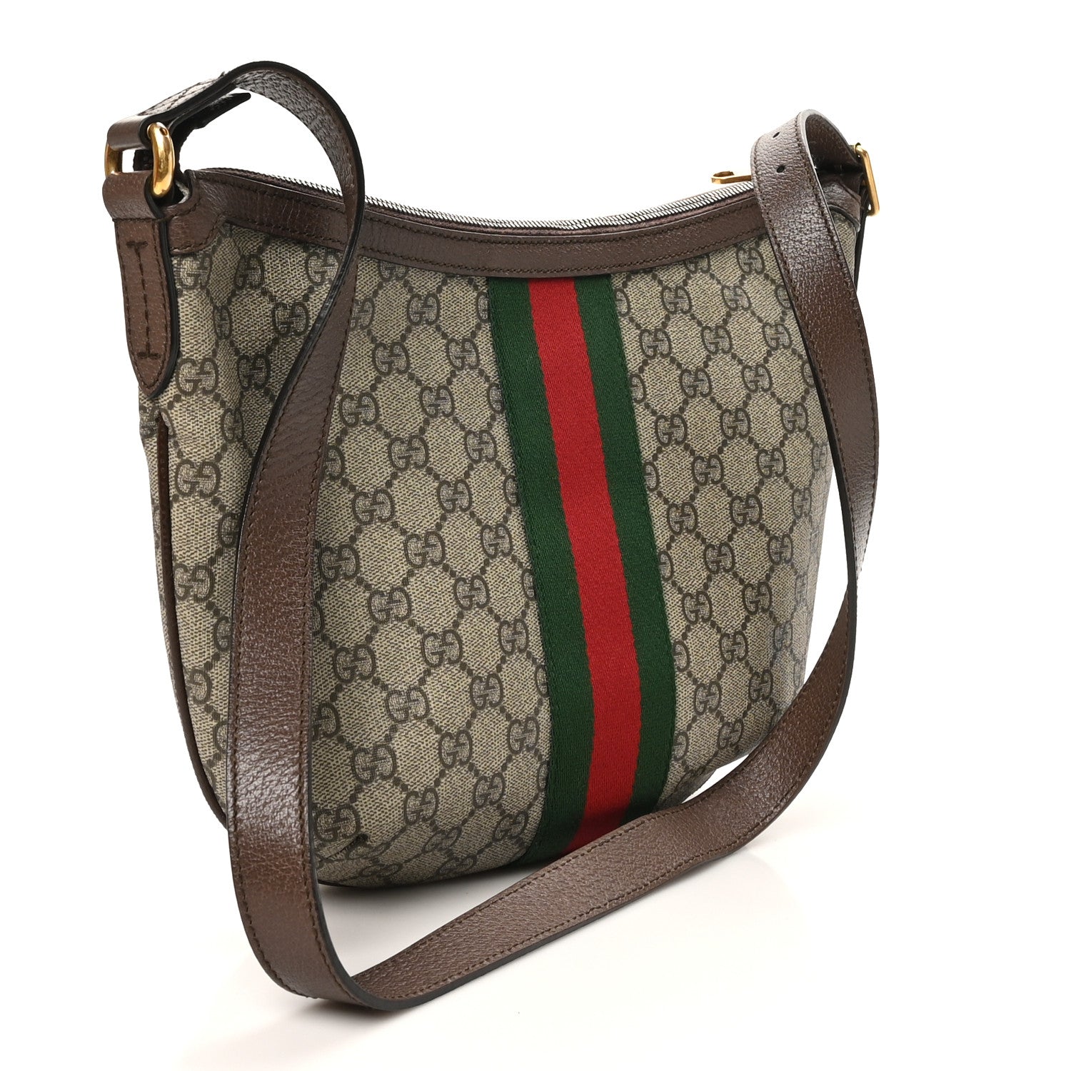 Gucci GG Supreme Monogram Web Small Ophidia Half Moon Hobo Brown 3 of 10