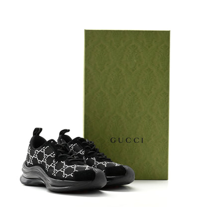 Gucci Tela Retino Mesh Crystal Suede GG Monogram Womens Gucci Run Sneakers 35.5 Black Silver 7 of 7