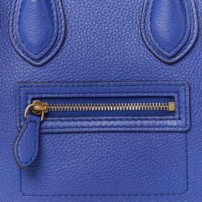 Celine Drummed Calfskin Nano Luggage Indigo 7 of 10
