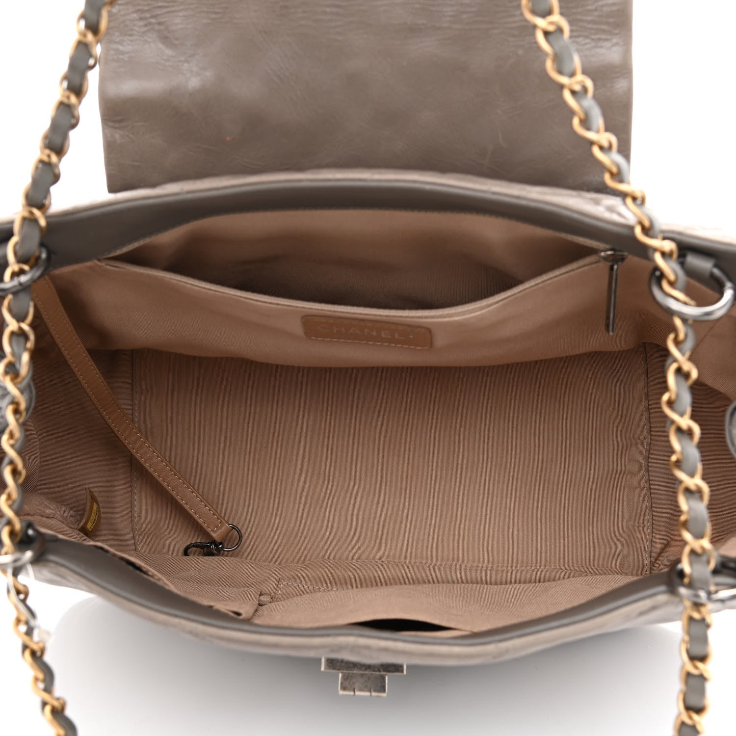 Chanel Glazed Crinkled Lambskin Mademoiselle Large East West Flap Grey 5 of 11