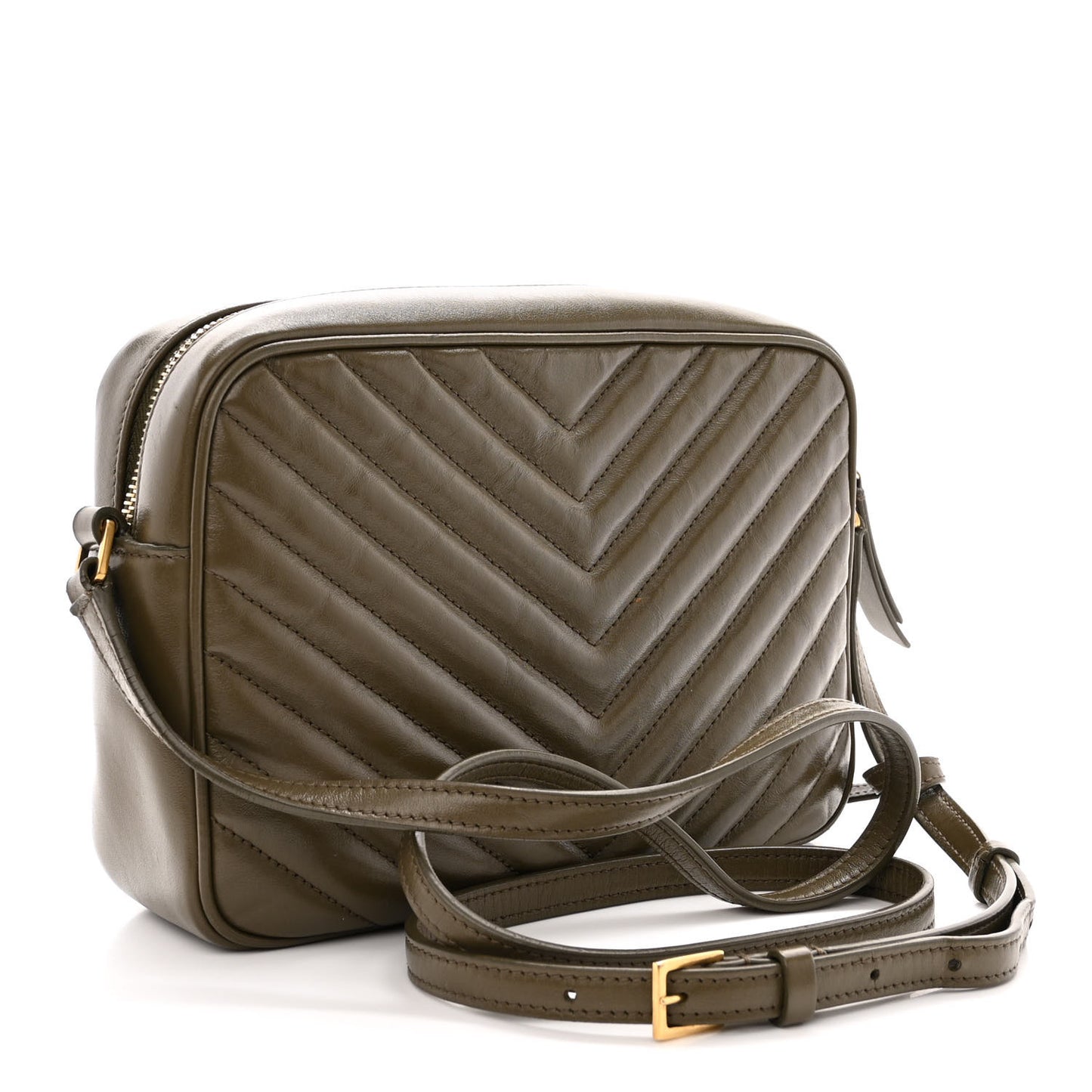 Calfskin Matelasse Monogram Lou Camera Bag Military Olive