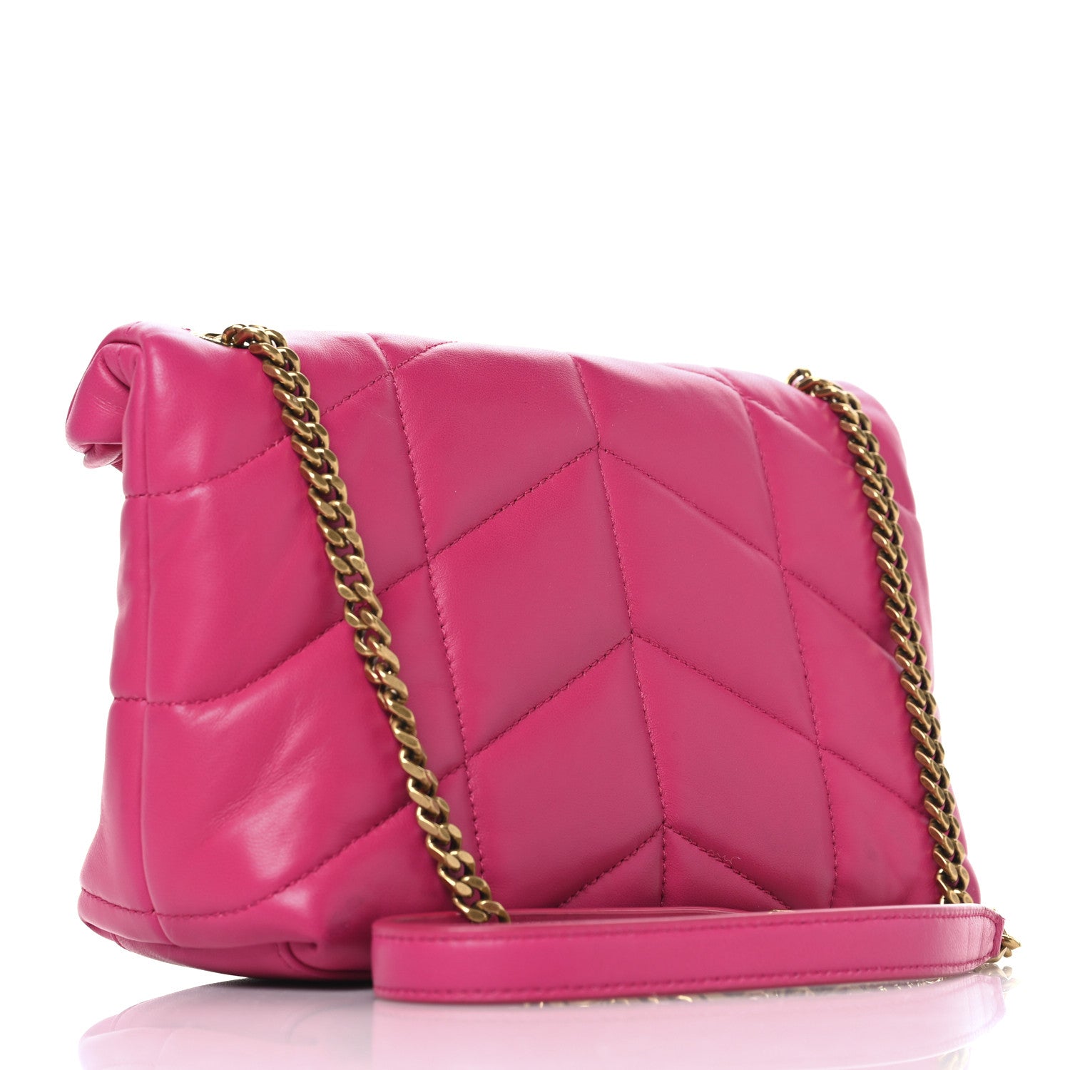 Saint Laurent Lambskin Quilted Toy Loulou Puffer Monogram Chain Satchel Bubblegum 3 of 11