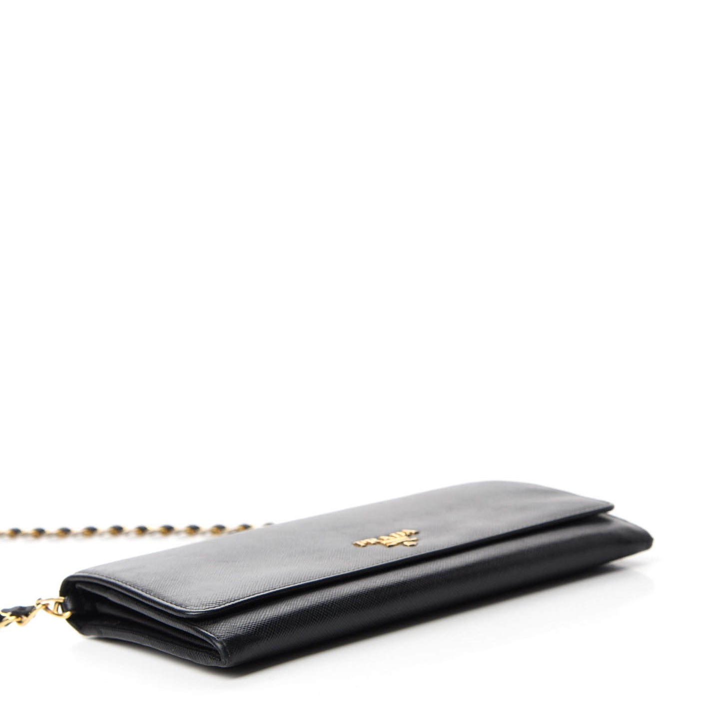 Saffiano Metal Oro Chain Wallet Black