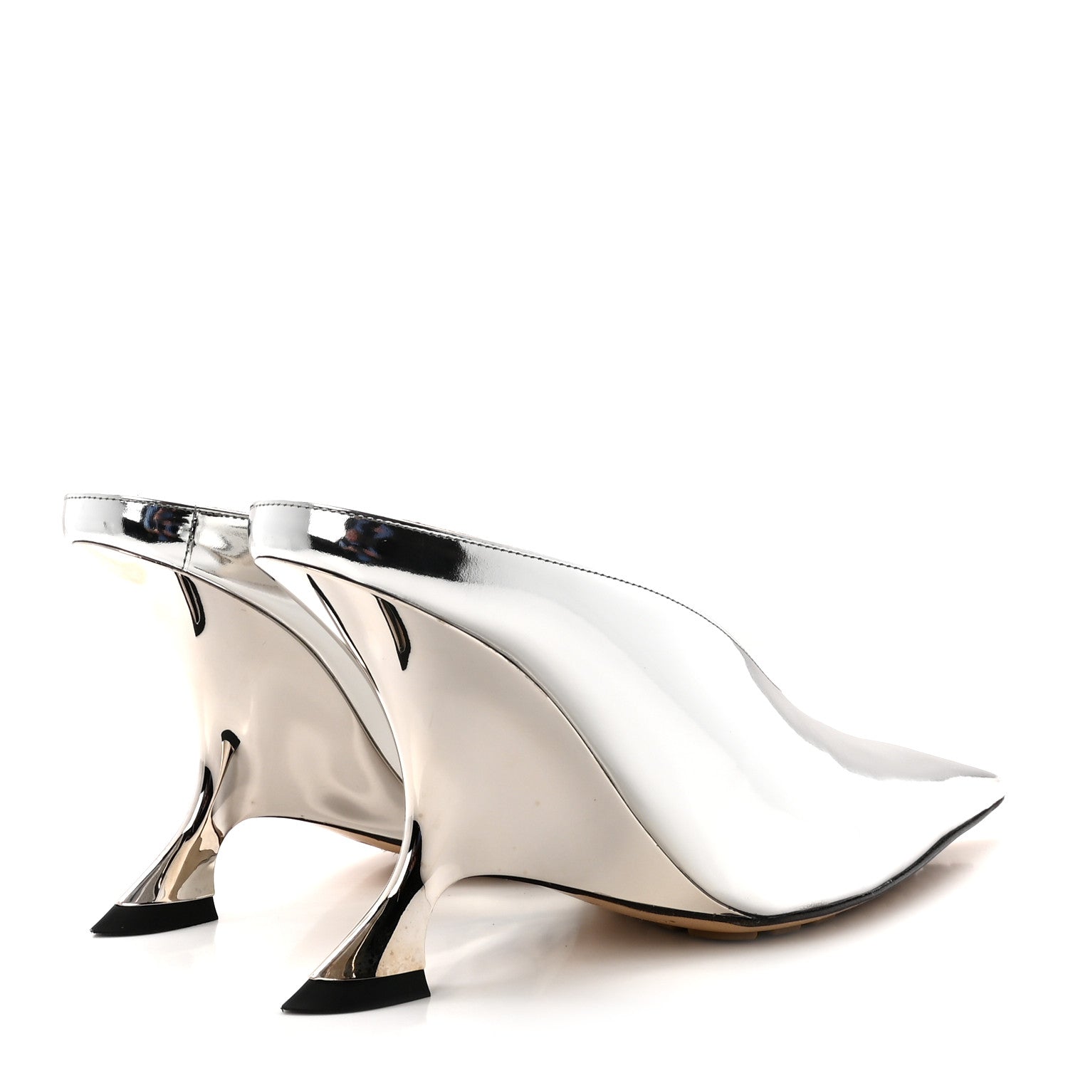 Bottega Veneta Laminated Calfskin Rocket Mule Pumps 37.5 Silver 5 of 9